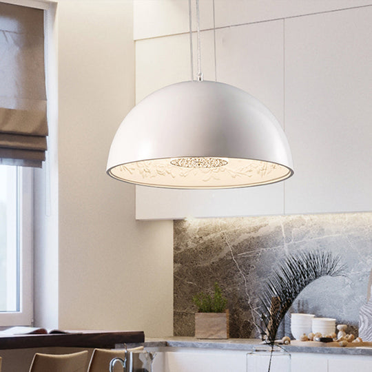 Modern Dome Pendant Lamp With Flower Pattern And Metallic Finish - Available In 3 Sizes