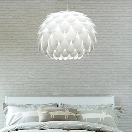 Modern Squama Pendant Light - Arc Deco Design White Plastic Ideal For Bedroom 12/16 Width / 12