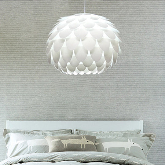 Modern Squama Pendant Light - Arc Deco Design White Plastic Ideal For Bedroom 12/16 Width / 12