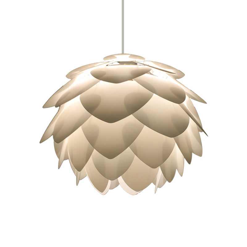 White Squama Pendant Light - Nordic Style 1-Light Suspension For Dining Room
