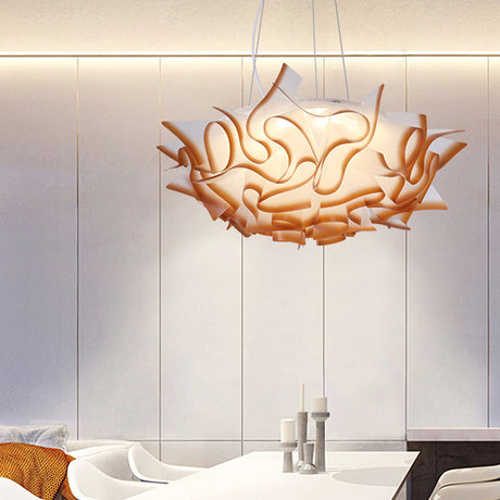 Modern Acrylic Dome Pendant Light - White/Brown 1-Light Ceiling With Flower Design Brown