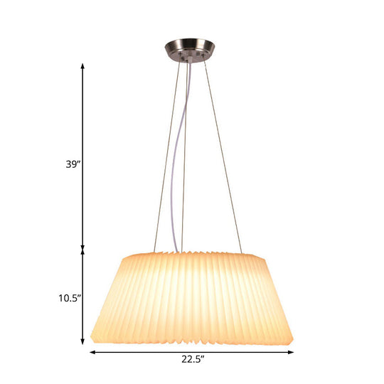 White Plastic Barrel Ceiling Pendant Lamp - Modern 1 Light Restaurant 18’/22.5’ Wide