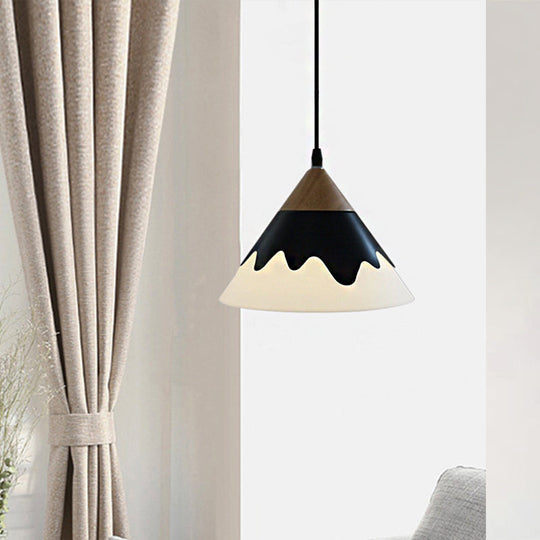 Modern Metal Cone Hanging Pendant Light Fixture | 1-Light White/Gray/Black Ideal For Dining Room