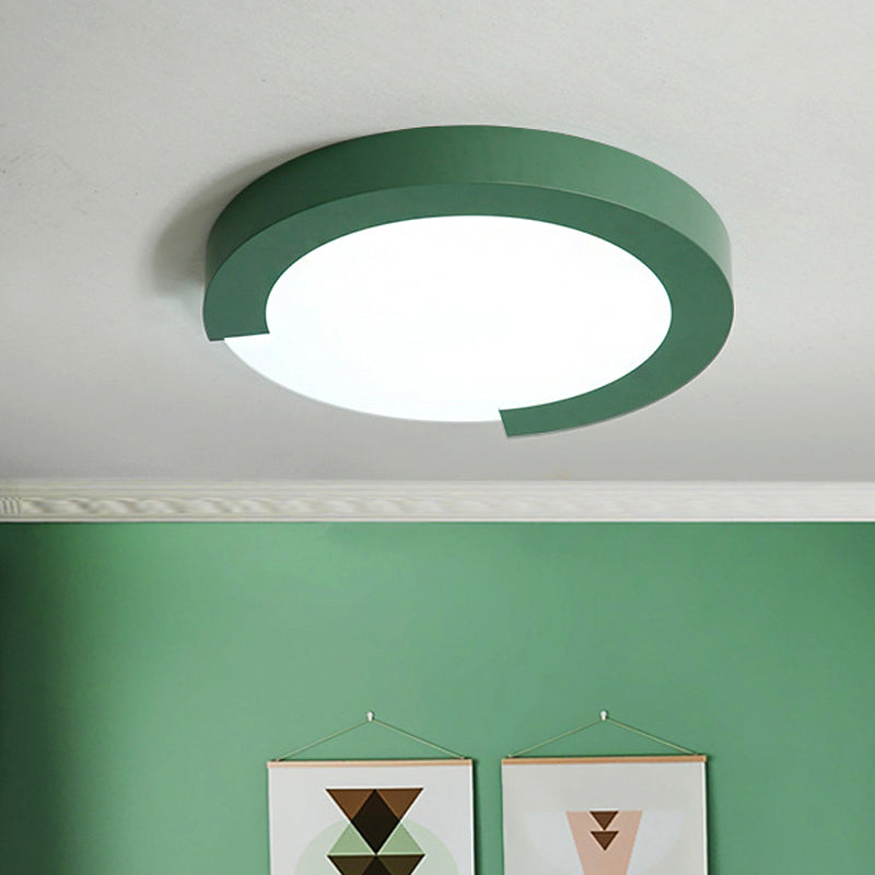 Simple Style Acrylic Ceiling Lamp For Kid’s Bedroom With Circular Mount Green / 16’ White