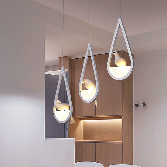 Waterdrop Acrylic Hanging Lamp: 1/2/3 Lights | Black/White Warm/White Light Dining Room Pendant 3 /