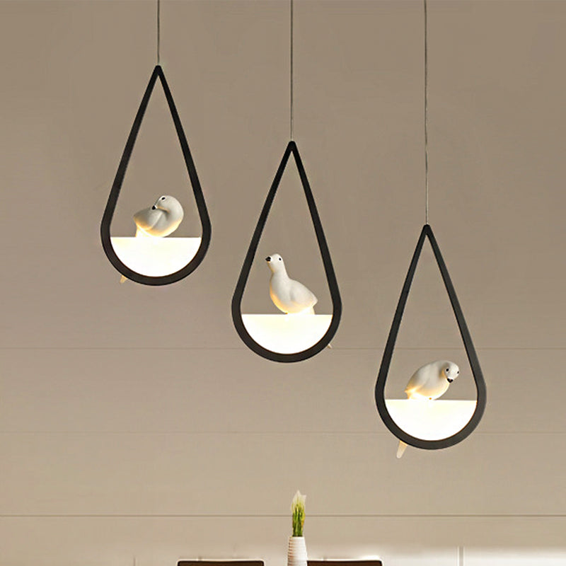 Waterdrop Acrylic Hanging Lamp: 1/2/3 Lights | Black/White Warm/White Light Dining Room Pendant