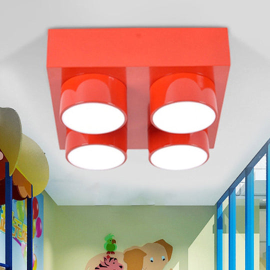 Rectangular Multi-Head Metal Ceiling Lamp For Modern Kitchen Flush Mount