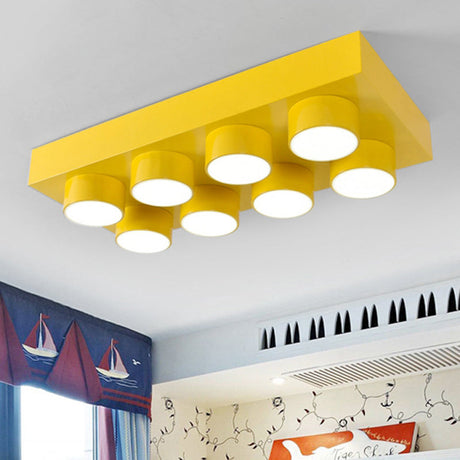 Rectangular Multi-Head Metal Ceiling Lamp For Modern Kitchen Flush Mount
