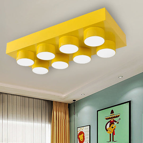 Rectangular Multi-Head Metal Ceiling Lamp For Modern Kitchen Flush Mount