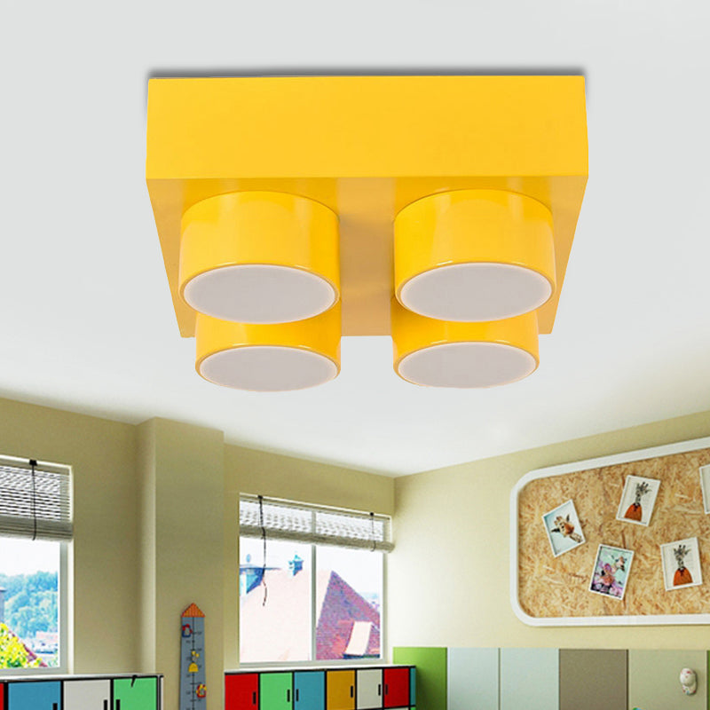 Rectangular Multi-Head Metal Ceiling Lamp For Modern Kitchen Flush Mount