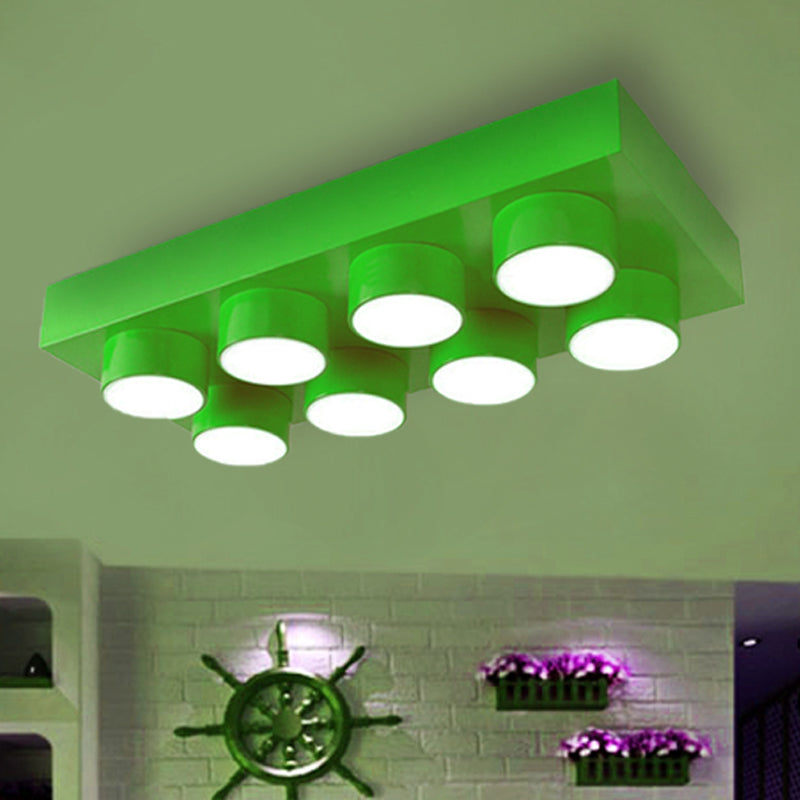 Rectangular Multi-Head Metal Ceiling Lamp For Modern Kitchen Flush Mount