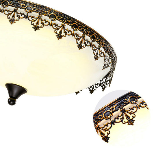 Retro Led Flush Mount Ceiling Light With Filigree Decor For Bedroom Or Coffee Shop