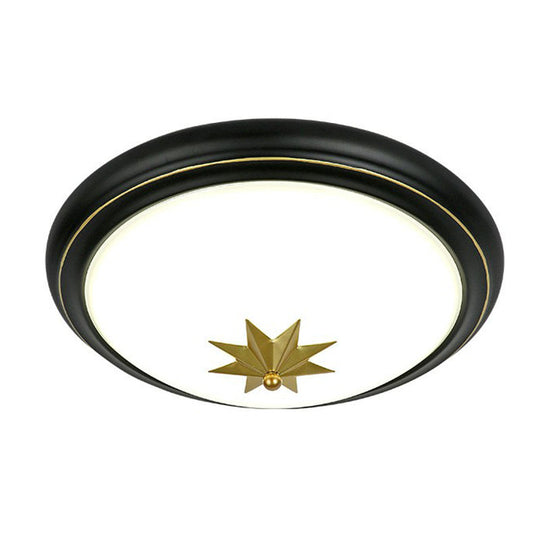 Retro Bowl Led Flush Mount Ceiling Light With Opal Glass - Ideal For Corridor Lighting
