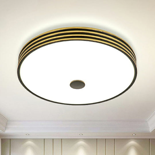 Retro Bowl Led Flush Mount Ceiling Light With Opal Glass - Ideal For Corridor Lighting Gold-Black /