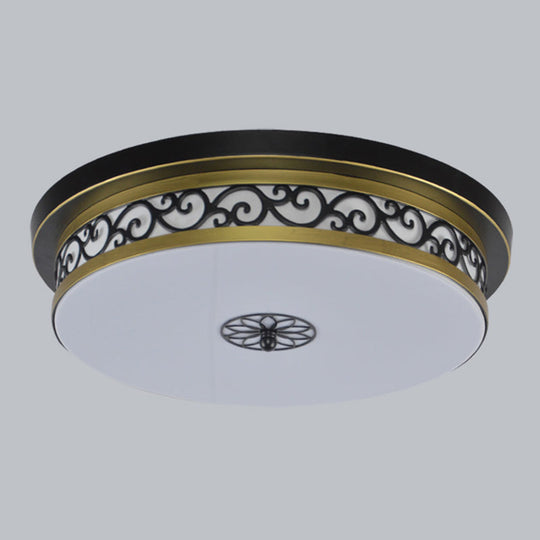 Retro Acrylic Flush Mount Ceiling Light - Brown - Black Shaded Single Bedroom Lighting