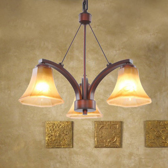 Copper Bell Frost Glass Chandelier Pendant Light For Retro Dining Room 3 /