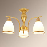 Rustic Semi Flush Glass Chandelier For Living Room 3 / Gold