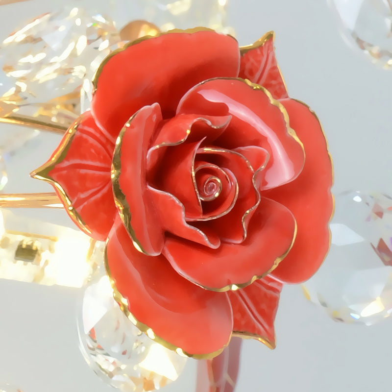 Pastoral Living Room Rose Ceramic Semi - Flush Ceiling Light With Decorative Crystal Accents