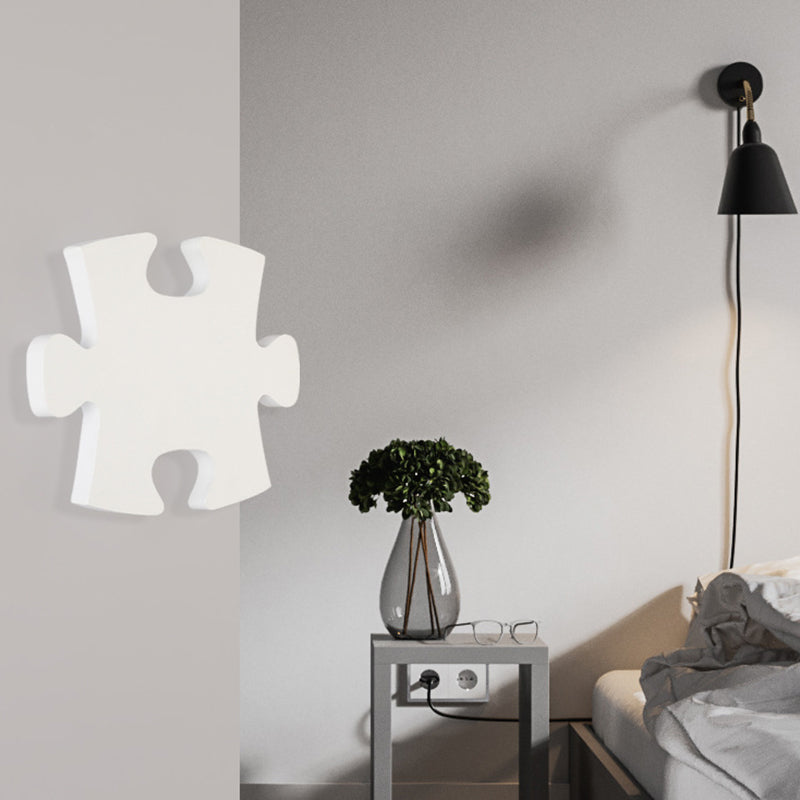 Modern Acrylic Led Wall Sconce - Black/White Jigsaw Design Warm/White Light Living Room White /