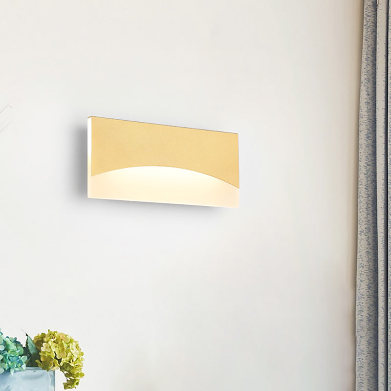 Contemporary Acrylic Wall Light Fixture Rectangular Bedside Sconce In White/Gold Warm/White Gold /