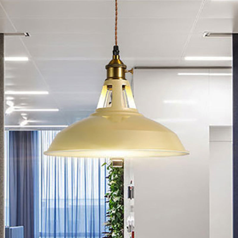 Barn Pendant Light Fixture - Industrial Beige/Blue/Green Metal For Dining Room