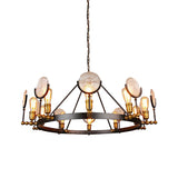 Clear Textured Glass Chandelier Lighting: Industrial Pendant With 6/8 Lights In Brass For Dining