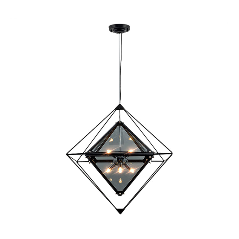 Polygon Ceiling Pendant Light - Amber/Smoke Gray Glass Contemporary Design 1-Light Ideal For Dining