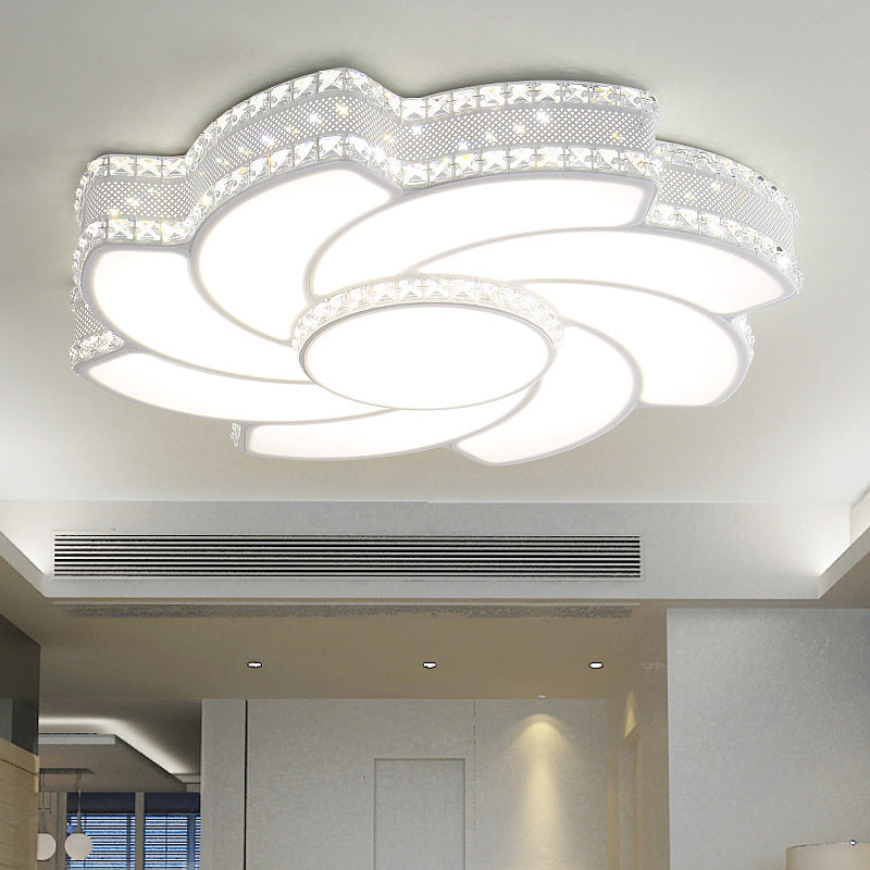 Modern Led Flower Metal Flush Ceiling Light Fixture White/Warm 19/23.5 Wide