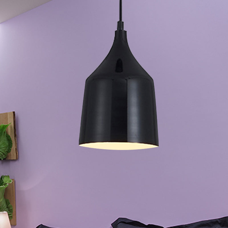 Contemporary Metal Bell Ceiling Hanging Light - Adjustable Cord White/Black 6/8/10.5 Dia 1