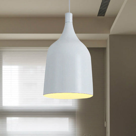 Contemporary Metal Bell Ceiling Hanging Light - Adjustable 1 Pendant In White/Black