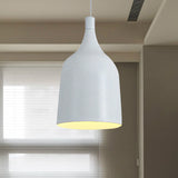 Contemporary Metal Bell Ceiling Hanging Light - Adjustable Cord White/Black 6/8/10.5 Dia 1