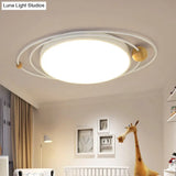 21’/26’/31’ Dia Round Flush Mount Light – Nordic Metal Gray/White/Green Led Ceiling For