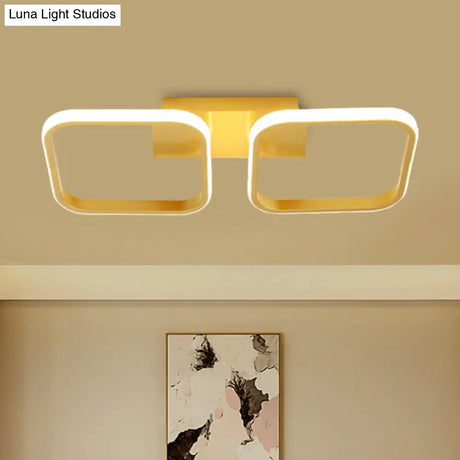 21.5’/31’/41’ L Square Semi Flush Acrylic Lamp Black/Gold Led Ceiling Mount Warm/White Light