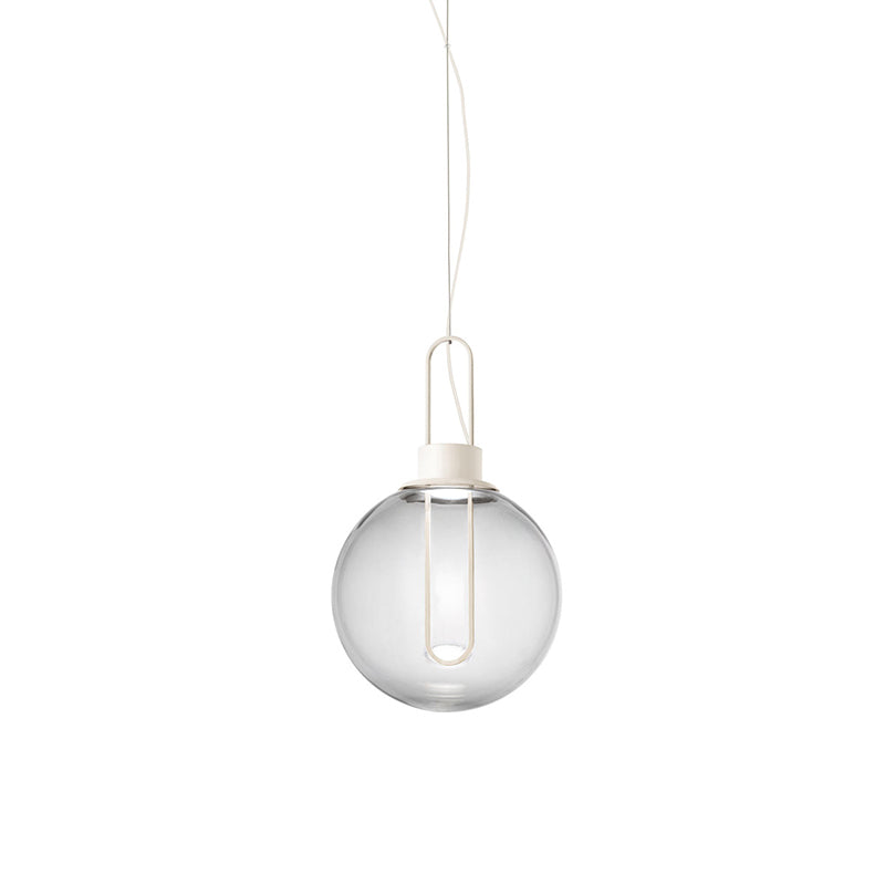Contemporary Clear Glass Sphere Pendant Lighting - 1 Light White/Black Hanging Lamp Fixture For