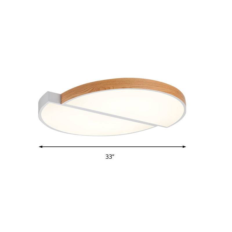 Contemporary Wood White Led Circle Flush Mount Lamp - 20.5’ And 33’ Diameter