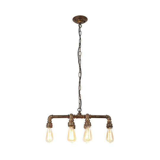 Industrial Armed Pendant Lighting In Black/Bronze Finish - 6 Lights Metal Chandelier With Chain &