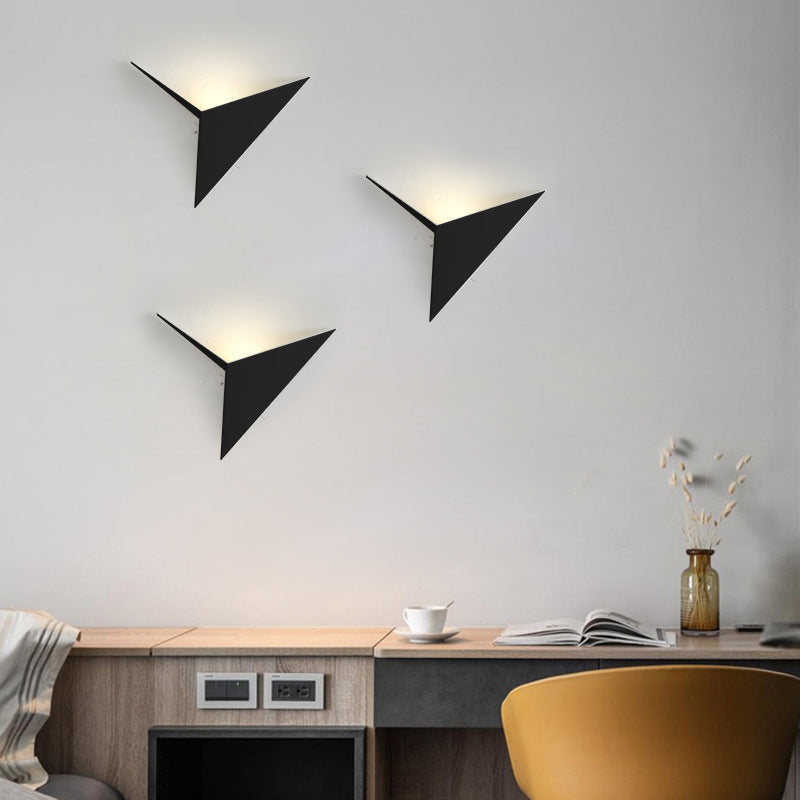 Contemporary Triangle Sheet Wall Lamp - Acrylic Black/White Led Sconce Light In Warm/White Black /