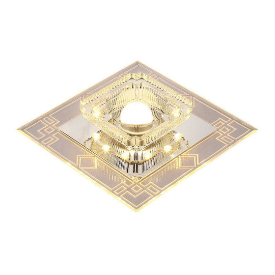 Modern Clear Crystal Led Flush Mount Ceiling Light For Entryway