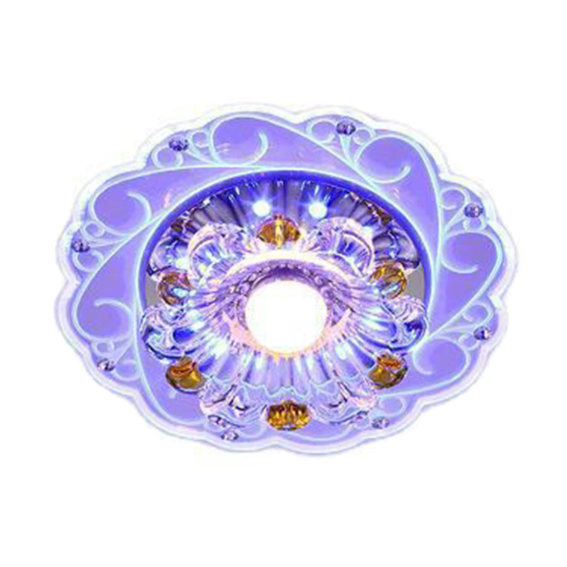 Modern Crystal Clear Led Flush Ceiling Light For Hallway - Blossom Fixture