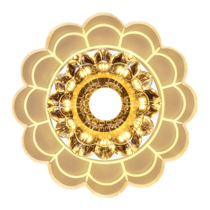 Clear Crystal Hallway Led Flush Ceiling Light Modern Blossom Shape For A Stylish Look