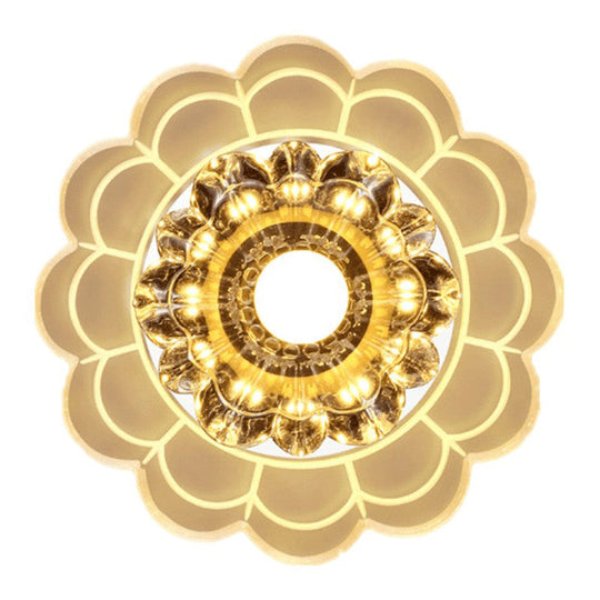 Clear Crystal Hallway Led Flush Ceiling Light – Modern Blossom Shape For A Stylish Look