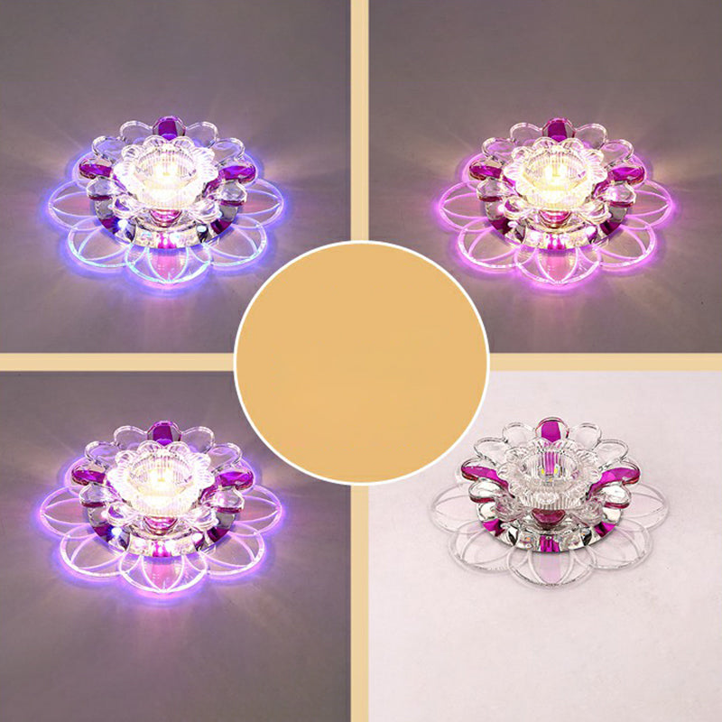 Crystal Clear Led Floral Flush Mount Ceiling Light