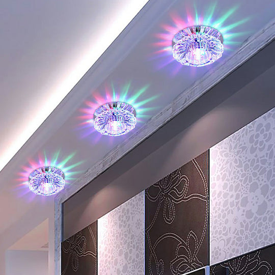 Modern Crystal Clear Flower Shade Led Flush Mount Ceiling Light For Corridor - Stylish & Efficient