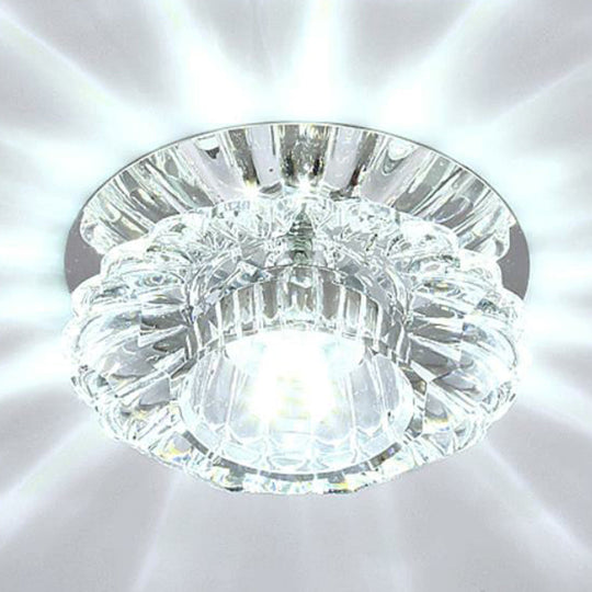 Modern Crystal Clear Flower Shade Led Flush Mount Ceiling Light For Corridor - Stylish & Efficient /