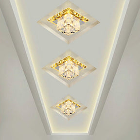 Contemporary Clear Led Cube Ceiling Light - Crystal Flush Mount Fixture / 3W Warm