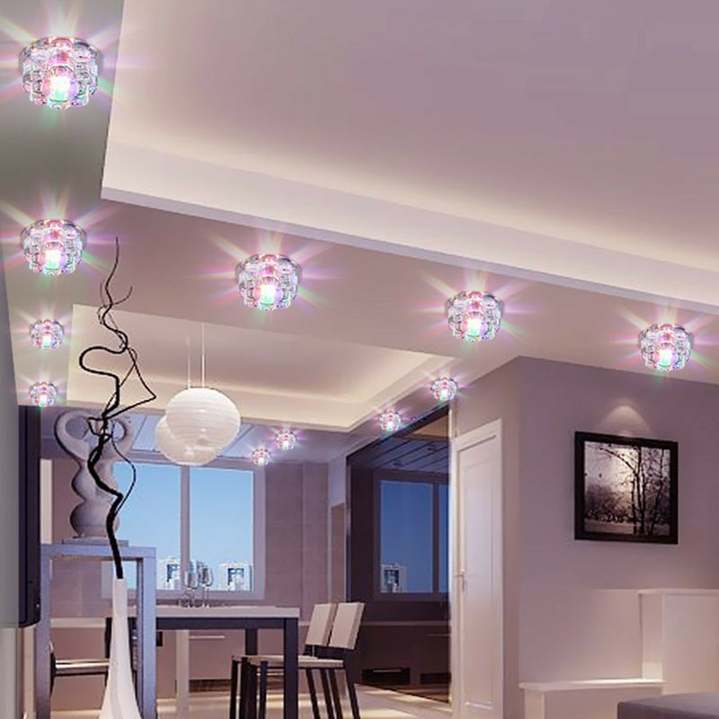 Clear Led Floral Crystal Flush Light - Stylish Ceiling Fixture For Living Room