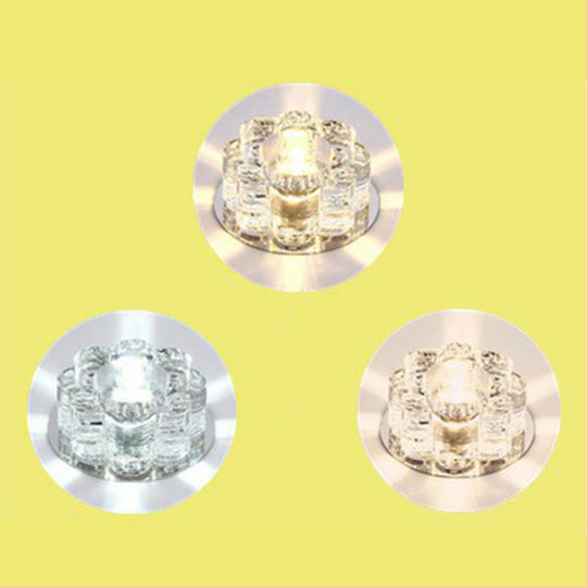 Clear Led Floral Crystal Flush Light - Stylish Ceiling Fixture For Living Room / 3W Third Gear