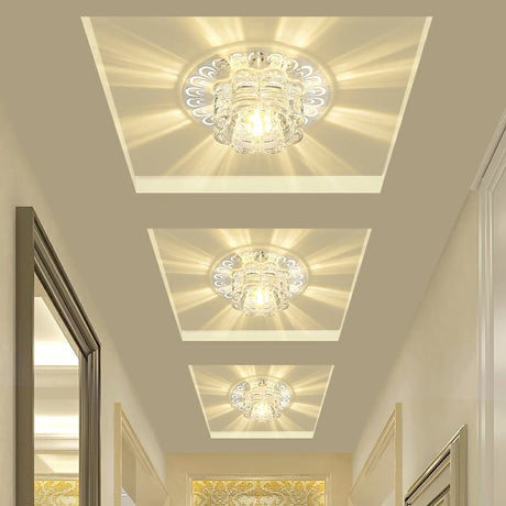 Minimalist Crystal Led Flush Mount Fixture For Hallway Clear Flower Lighting / 5.5 Warm