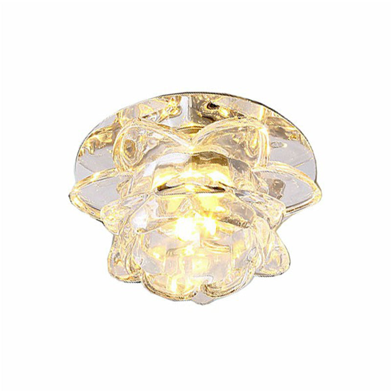 Modern Crystal Clear Led Flushmount Ceiling Light For Living Room