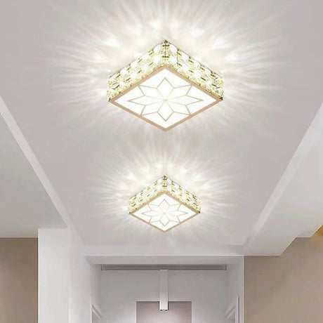 Crystal Clear Led Flush Ceiling Light With Artistic Square Shape And Acrylic Diffuser / 6 White